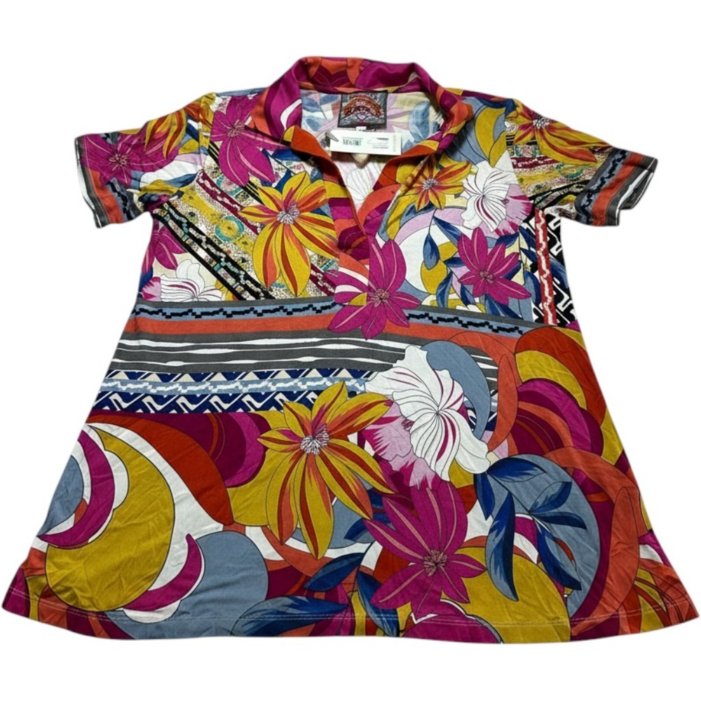 Johnny Was Rachel May Swing Polo Women Medium Multi NEW Floral Boho T12323-3